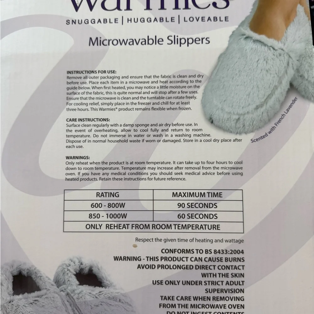 Warmies Microwavable Slippers - Soft Gray Plush Comfort